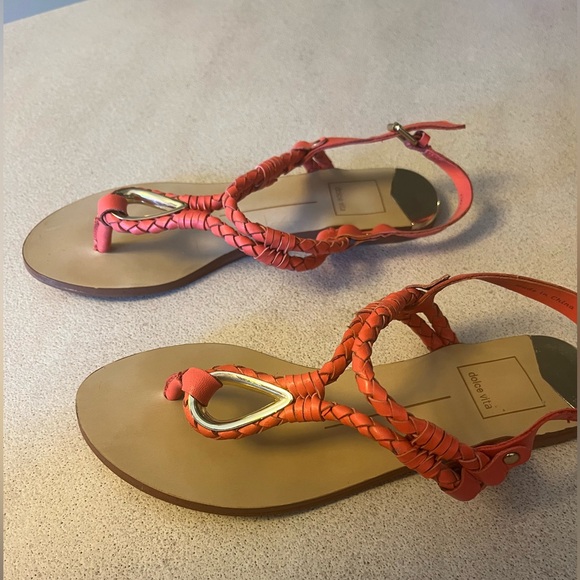 DOLCE VITA CORAL/GOLD SANDALS - Picture 2 of 6